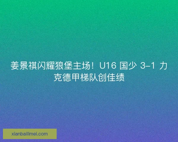 姜景祺闪耀狼堡主场！U16 国少 3-1 力克德甲梯队创佳绩