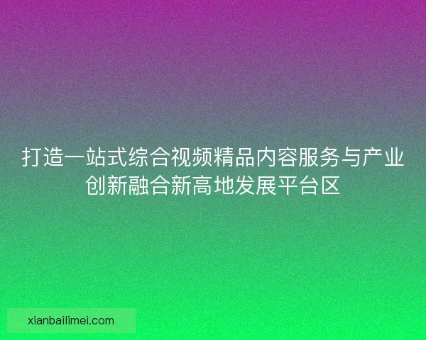 打造一站式综合视频精品内容服务与产业创新融合新高地发展平台区