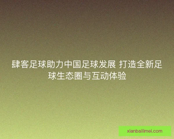 肆客足球助力中国足球发展 打造全新足球生态圈与互动体验