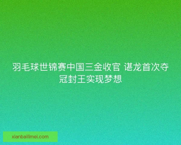 羽毛球世锦赛中国三金收官 谌龙首次夺冠封王实现梦想