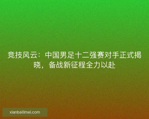 竞技风云:中国男足十二强赛对手正式揭晓,备战新征程全力以赴 竞技风云:中国男足十二强赛对手正式揭晓,备战新征程全力以赴