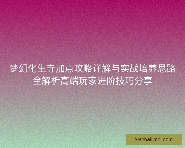 梦幻化生寺加点攻略详解与实战培养思路全解析高端玩家进阶技巧分享