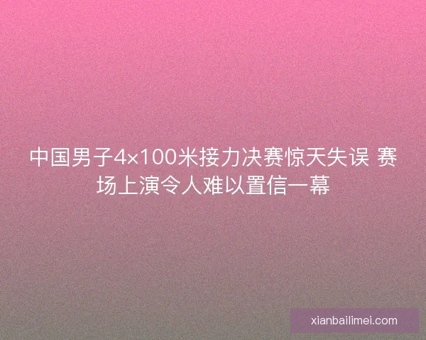 中国男子4×100米接力决赛惊天失误 赛场上演令人难以置信一幕 中国男子4×100米接力决赛惊天失误 赛场上演令人难以置信一幕