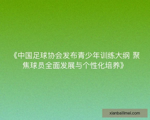 《中国足球协会发布青少年训练大纲 聚焦球员全面发展与个性化培养》